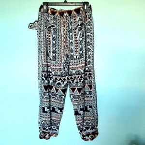 Angie Bohemian Rayon Joggers Boho Hippie Lightweight. Size S